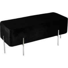Cortesi Home Orso CH-OT165916 Современный пуфик-подставка для ног с металлическими ножками, ткань черный бархат, 40