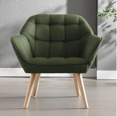 Chairus Мягкое кресло Linen Single Sofa Lounge Chair для гостиной Modern Armrest Chair с деревянными ножками (Green-1)