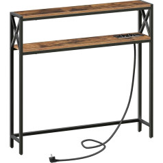 Mahancris 100 см 2-ярусный консольный столик, приставной столик, с 2 розетками и 2 USB, узкий приставной столик, столик для прихожей, диванный столик 