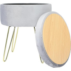 Yitahome Круглый бархатный туалетный столик Stool Ottoman Padded Stool Footstool с золотыми металлическими ножками, серый