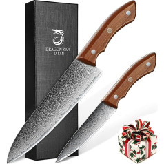 Набор дамасских ножей DRAGON RIOT, набор кухонных ножей из 67 слоев дамасской стали с эргономичной рукояткой, набор ножей из 2 частей дамаск, набо