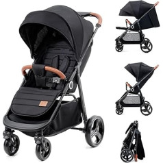 Коляска Kinderkraft Grande Plus от рождения до 22 кг, складывается одной рукой, откидывающееся положение, большой капюшон с окошком, все 4 колеса с амор