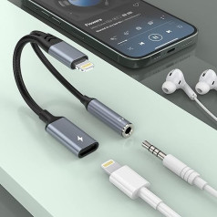 Apple MFi Certified: 2-в-1 Lightning к 3,5 мм разъем для наушников адаптер для iPhone и зарядное устройство донгл, наушники конвертер сплиттер Поддержка музыки