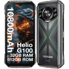 DOOGEE S118 Открытый мобильный телефон без контракта Android 14-10800mAh, 32GB RAM + 512GB ROM/TF 2TB Octa-Core Открытый смартфон, 6.6 дюймов FHD + строительной площадке моб