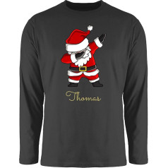Geschenk mit Namen personalisiert by Shirtracer - Мужская рубашка с длинными рукавами, персонализированная с именем - Рождество - Dab Dabbing Santa with Name