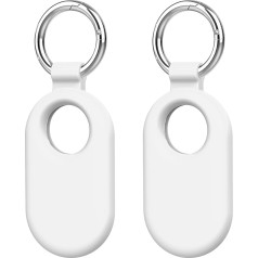 Держатель для отслеживания меток Maecker, совместимый с Samsung Galaxy SmartTag2 Case Keyring Ring Item Finder Accessories Pack of 2 - White