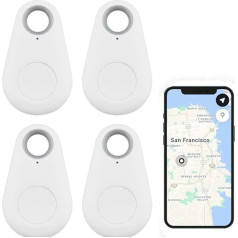 TOTMOX 4 x Smart Tracker Key Finder Locator Bluetooth Wireless Anti-Lost Alarm Sensor Device Remote Control for Kid Locating Phone Wallets Luggage Item Finder, White
