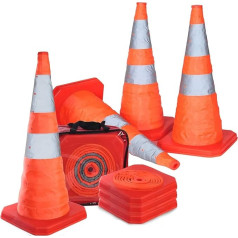 Набор из 4 дорожных конусов Pylons Foldable Warning Cones 70 cm Cone Set for Floor Work with Reflective Strips (4 Pieces 70 cm Foldable)
