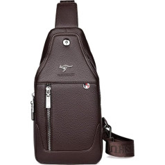 GKE Мужская кожаная сумка-слинг PU Chest Bag Crossbody Bag Shoulder Bag Business Bag Shoulder Bag Backpack Travel Bag Day Packs Leisure Bag for Hiking Cycling Travel