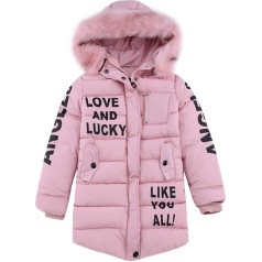 LSHEL Новый детский хлопок одежда девушки зима толстый зимнее пальто печатных букв зимняя куртка