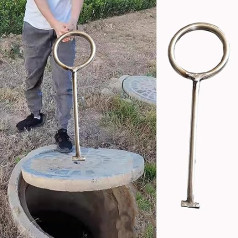 Kanaldeckelheber Robuster Schachtdeckelhaken aus Edelstahl, Praktisches Schachtdeckelheberwerkzeug für Die Kanalisation in Werkstätten, Starre Abflussgitter-Zugschlüssel zum Entfernen und Öffnen(50cm