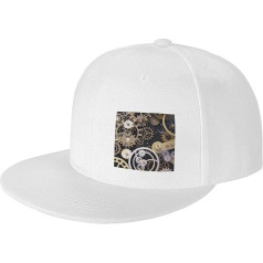 YFSGDLBN Steampunk-Baseballkappe mit mechanischen Zahnrädern, bedruckt, verstellbar, neutrale Sportmütze, weiß, 4-7