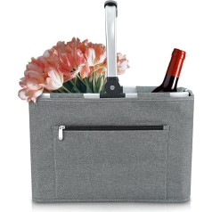 Складная корзина для покупок 32 л, большая корзина для пикника с мягкими ручками, практичная складная корзина, сумка для покупок с алюминиев