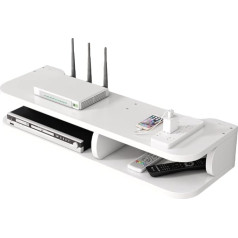 Hggzeg WiFi Router Storage Box Floating Shelves TV Set-Top Rack, Wall Mounted Multilayer Cable Management Storage Rack for Wall Decoration (JL03, White)