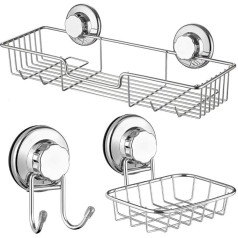 ARCCI Shower Caddy с присосками из нержавеющей стали для ванной комнаты Полки-органайзеры для хранения и мыльницы с крючками для ванной комнаты 3 ш
