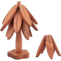 Untersetzerus Holz für heiße Gerichte, 3 Stück, Sapeli-Holz, Weihnachtsbaumform, faltbare Untersetzer-Set für Teekannen, Schüssel, heiße Töpfe, Küchentischdekoration