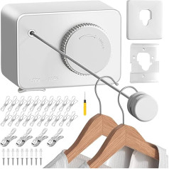 XZ 1 x Выдвижная линия для одежды, нержавеющая сталь, 4 большие прищепки для одежды, 20 маленьких прищепок для одежды и винты в комплекте, для ба