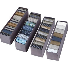 Органайзер для нижнего белья Tosoda, органайзер для нижнего белья, носков, галстуков и шарфов в шкафу (серый - 4 длинных ящика)