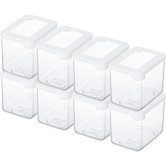 GASTROMAX Набор из 8 контейнеров для сухого хранения, 0,8 л, герметичные контейнеры из прозрачного пластика, для кухонных шкафов и ящиков, безопас