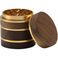 DCOU Premium Большая деревянная мельница для специй, сборщик пыльцы, с магнитной крышкой и контейнером для пыльцы, упаковка из 4 штук, 6 см