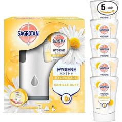 Sagrotan Sagrotan No-Touch Автоматический диспенсер для мыла с дозатором Цветок лотоса и масло ромашки (5 x 250 мл)