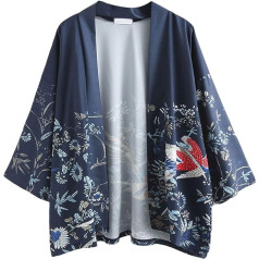 Японский кимоно куртка халат - традиционный классический Haori одежда Токио Harajuku антикварные стили цветочные свободные куртка халат костюм 