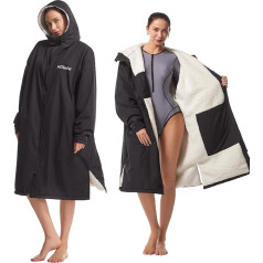 Hiturbo Взрослый Водонепроницаемый Банный Халат: Ветрозащитный теплый халат, пальто больших размеров, пончо для серфинга с флисовой подкладк