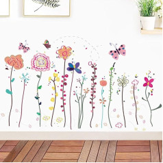 Wandaufkleber, Motiv: Schmetterling, entfernbar, abziehbar und aufklebbar, für Kinderzimmer, Klassenzimmer, Wohnzimmer, Schlafzimmer, Heimdekoration (Blume)