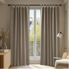 Шторы Deconovo Tab-Top Blackout, тепло-, шумозащита, 220 x 140 см (высота x ширина), тауп, комплект из 2 штук