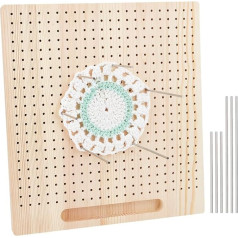 BENECREAT 33 x 30 см Crochet Blocking Board, деревянный коврик для блокировки с 12 шт. 10 см стержней из нержавеющей стали 304 для ручной работы вязания и вязания 