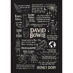 David Bowie Doodle Lyric Poster - David Bowie Print Gifts - David Bowie Artwork Gift for Arctic Monkey Lovers Music Posters (Black Chalkboard, A4 Unframed)