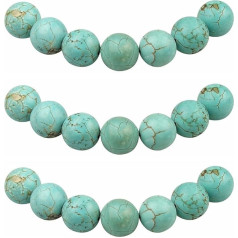 MJDCB Бусины для резьбы, 12 мм, 30 штук, бирюзовые бусины с отверстиями, свободные, круглые каменные бусины для изготовления украшений, браслето