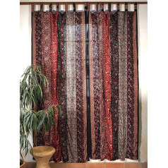 GURU SHOP Шторы Бохо Пэчворк, 1 пара штор Богемия из ткани Саре, уникальные 300 см - Темно-красный, синтетика, декоративные шторы