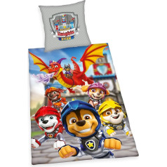 Постельное белье Herding Paw Patrol, наволочка 80 x 80 см с двусторонним мотивом, пододеяльник 135 x 200 см, с пуговичной планкой, 100% хлопок, разноцветный