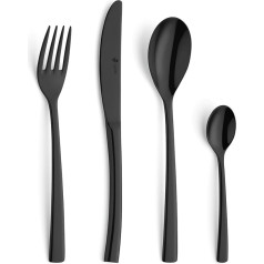 Paul Wirths Swing Cutlery Set 24 Pieces | For 6 People | Black | High-Quality PVD Finish | Timeless Modern Cutlery Set | 18/10 Stainless Steel Dishwasher Safe | Black Cutlery Set for 6 People