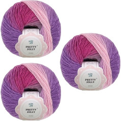 Pretty Jolly Rainbow Wool Yarn Soft Gradient Self Stripe Multi Colour Crochet Knitting Single Ply No.12 3 Balls