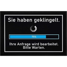 Коврик MoonWorks® Doormat с надписью Funny Sie haben geklingelt Ihre Anfrage Wird bearbeitet Loading Non-Slip & Washable Black 60 x 40 cm