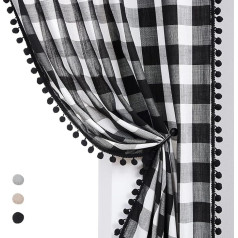 Черный буйвол плед шторы с помпонами деревенский дом черный белый плед занавес для детской светофильтрующие льняные полупрозрачные 40x54 дю