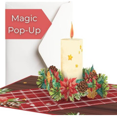 Hartensteler® Pop-Up Card Christmas Candle with Envelope - 3D Рождественская открытка для детей (девочек и мальчиков), жены или подруги - Подарочная открытка ручной ра