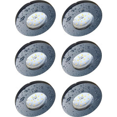 Trango Комплект из 6 6729IP65-061MO IP65 светодиодных встраиваемых точечных светильников в антрацитовом матовом цвете, включая 6x 5 Вт 3000K теплый белый у