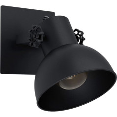 EGLO Barnstaple 1 Wall Lamp, 1-Bulb Ceiling Lamp, Vintage, Industrial, Retro, Steel Interior Wall Light, Living Room Lamp, Hallway Lamp in Black, Spot with E27 Socket
