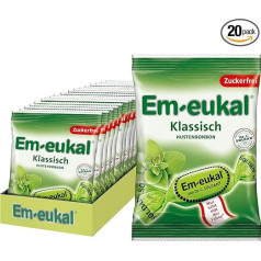 Em-eukal Classic Cough Sweets, без сахара и лактозы, пастилки с эвкалиптовым маслом и ментолом, без сахара - упаковка 20 x 75 г.