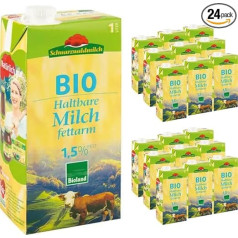 Black Forest Milk Low Fat H Milk 1,5% жирности, молоко длительного хранения, 1 литр, 24 упаковки pufai