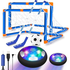 SUNNOW Air Power Football - 3-в-1 Перезаряжаемый хоккейный мяч на воздушной подушке с 2 воротами со светодиодной подсветкой Воздушный футбол Детская игр