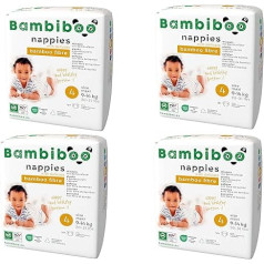 Bambiboo Набор из 4 x 18 подгузников с мягким бамбуковым волокном для младенцев - Детские подгузники - Одноразовые подгузники - Защита кожи - Очень