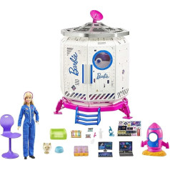 Barbie GXF27 Космическое приключение Космическая станция, космическая кукла, собачка, рабочее место, космические сцены, 20 аксессуаров, игрушка-п