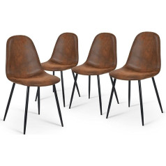 Hotata Комплект из 4 обеденных стульев, современные кухонные и обеденные стулья, боковые стулья в коричневом цвете, мягкие, обеденные стулья, с