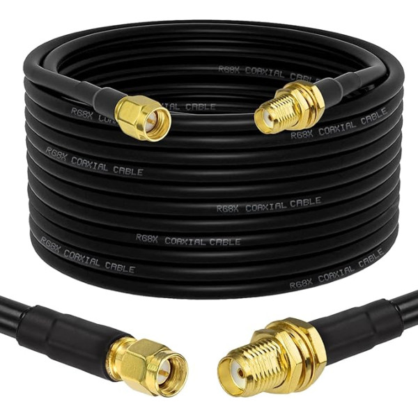 Superbat 1 x WLAN антенный удлинительный кабель 10 м / SMA Male to SMA Female / Bulkhead Connection, коаксиальный кабель RG8X с низким уровнем потерь для 5G модема, маршрут