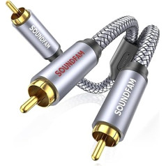 SOUNDFAM RCA Y Cable - 5 м - RCA Splitter Cable 1 RCA to 2 RCA Stereo Audio Cable for Subwoofer, Amplifier, HiFi & Home Cinema, Analogue & Digital