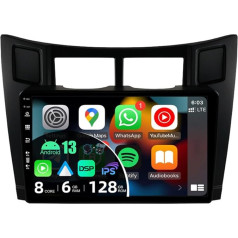 BXLIYER - [6G + 128G] - Android 12 IPS автомобильное радио подходит для Toyota Yaris (2005-2011) - Wireless CarPlay/Android Car/DSP - LED камеры и MIC - 9 дюймов 2 DIN - DAB рулевое колесо управ